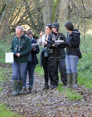 People doing a BTO bird survey techniques training course